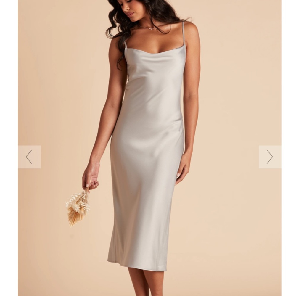 Birdy Grey Lisa Satin Midi Dress Pewter XS